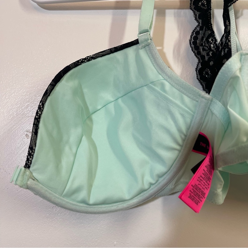 36 D Mint And Black Lacygreen La Senza Front Clip Bra - Picture 8 of 10